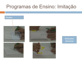 Programas de Ensino: Imitação
Modelo
Motivador
alimentar
 