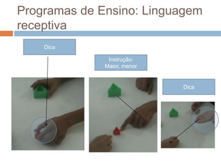 Programas de Ensino: Linguagem
receptiva
Dica
Instrução:
Maior, menor
Dica
 