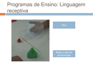 Programas de Ensino: Linguagem
receptiva
Dica
Retira a dica de
aproximação
 