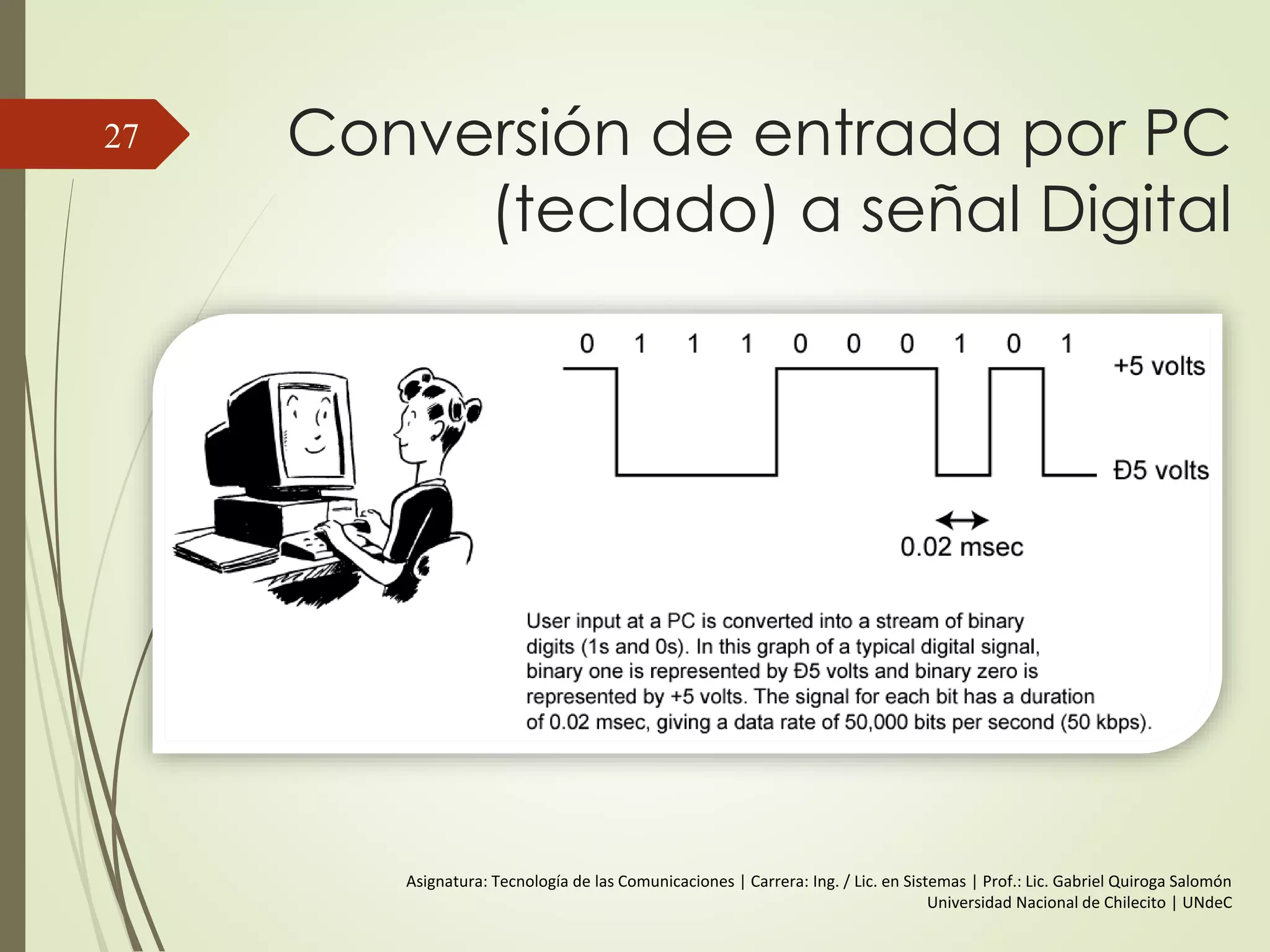 Suma de
Componentes
en Frecuencia
(T=1/f)
27
s(t) = A sen(2  f t + )
 