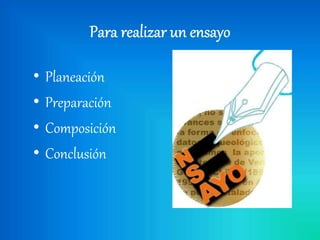 • Planeación
• Preparación
• Composición
• Conclusión
 