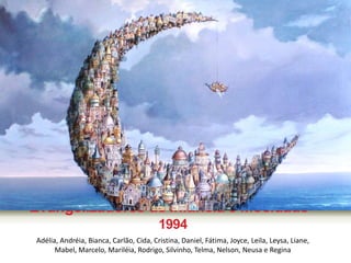 Evangelizadores de Infância e Mocidade - 
1994 
Adélia, Andréia, Bianca, Carlão, Cida, Cristina, Daniel, Fátima, Joyce, Leila, Leysa, Liane, 
Mabel, Marcelo, Mariléia, Rodrigo, Silvinho, Telma, Nelson, Neusa e Regina 
 