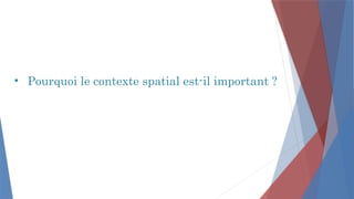 • Pourquoi le contexte spatial est-il important ?
 