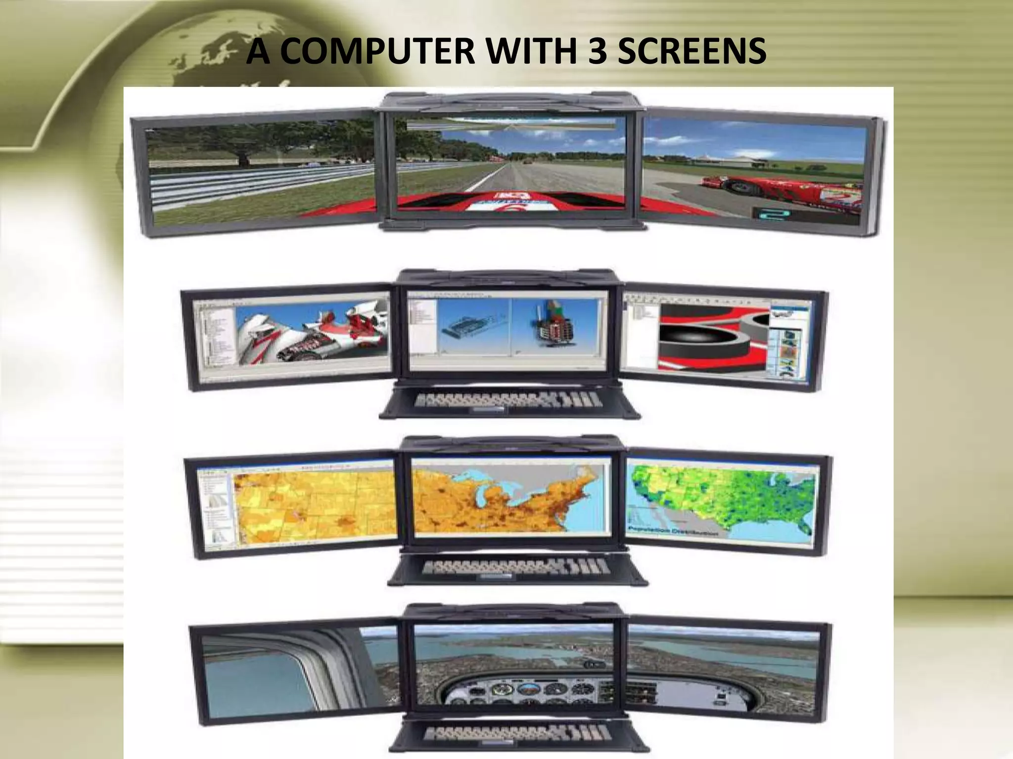 A COMPUTER WITH 3 SCREENS