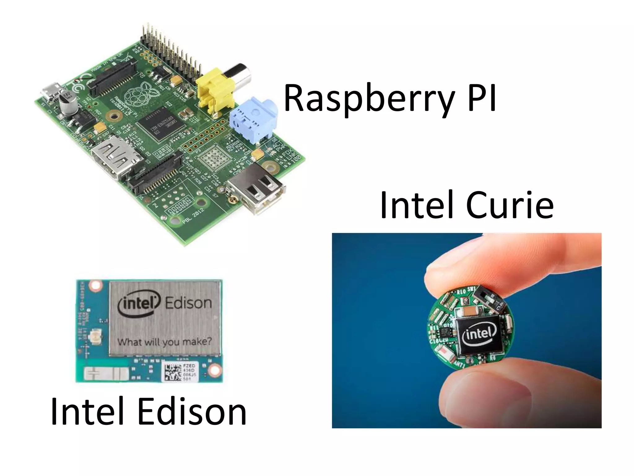 Raspberry PI
Intel Edison
Intel Curie
 