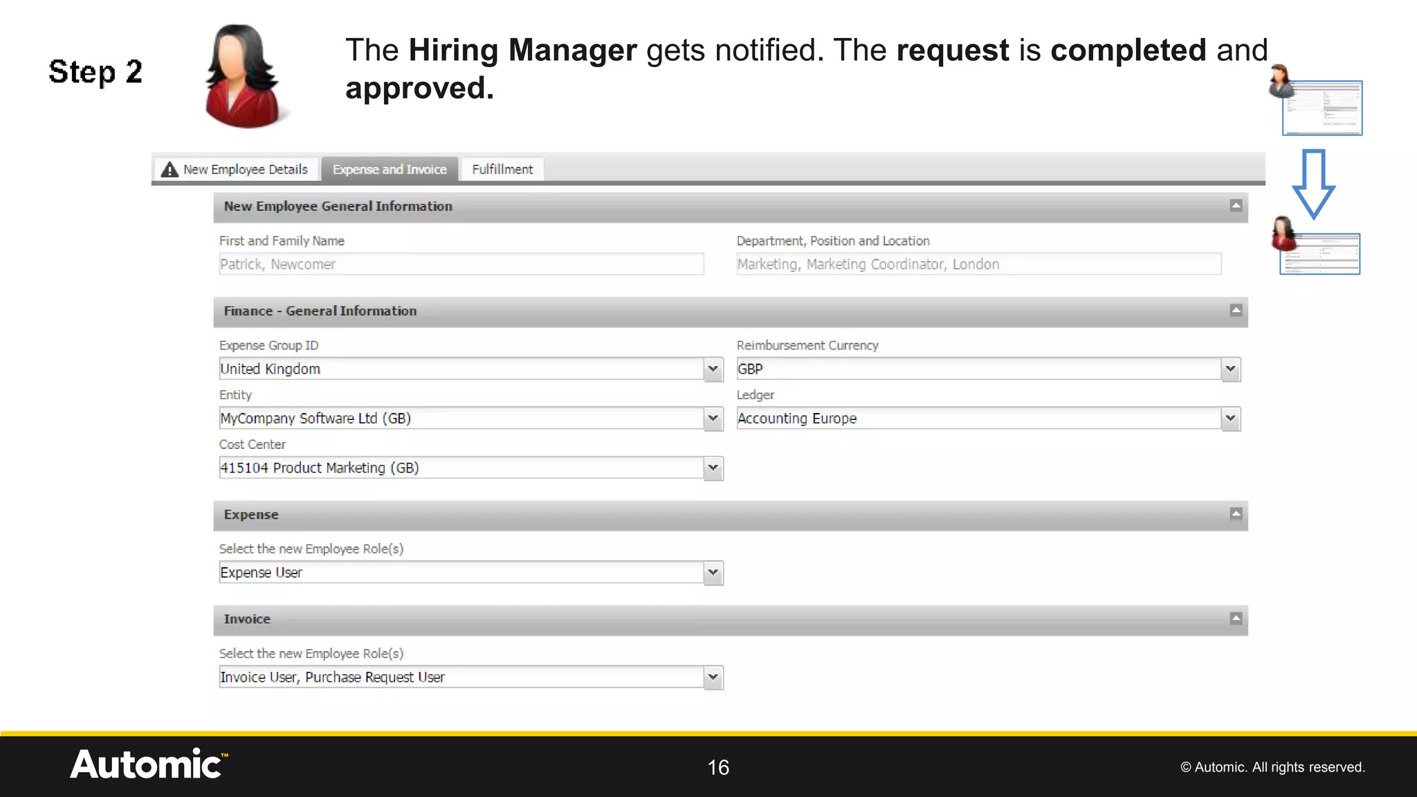 © Automic. All rights reserved.16
The Hiring Manager gets notified. The request is completed and
approved.
 
