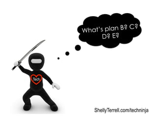 What’s plan B? C?
D? E?
ShellyTerrell.com/techninja
Tech
 