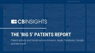 THE ‘BIG 5’ PATENTS REPORT
Patent activity and trends across Amazon, Apple, Facebook, Google,
and Microsoft
 