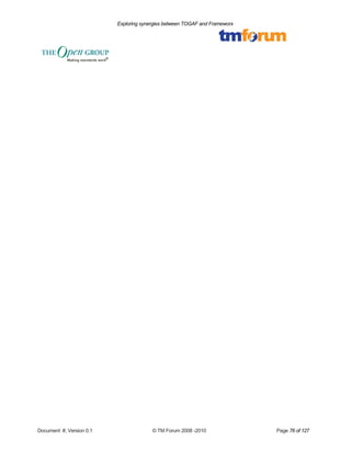 Exploring synergies between TOGAF and Frameworx 
Document #, Version 0.1 © TM Forum 2008 -2010 Page 76 of 127 
 