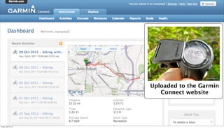 Uploaded to the Garmin
                          Connect website




                                          10

Friday, April 12, 13
 