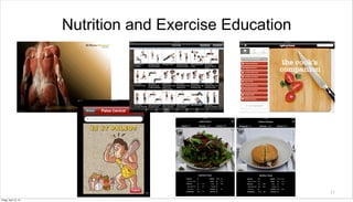 Nutrition and Exercise Education




                                                          21

Friday, April 12, 13
 