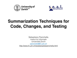 Summarization Techniques for Code, Changes, and Testing | PDF