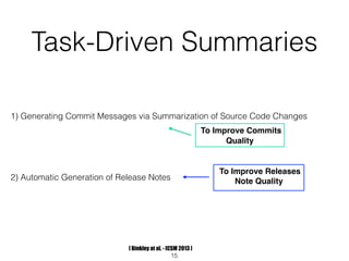 Summarization Techniques for Code, Changes, and Testing | PDF