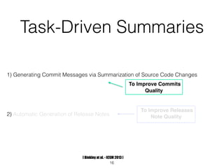 Summarization Techniques for Code, Changes, and Testing | PDF