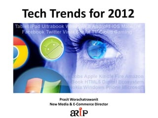 Tech Trends for 2012




        Prasit Worachatrawanit
    New Media & E-Commerce Director
 