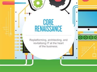 Replatforming, architecting, and
revitalising IT at the heart
of the business.
 