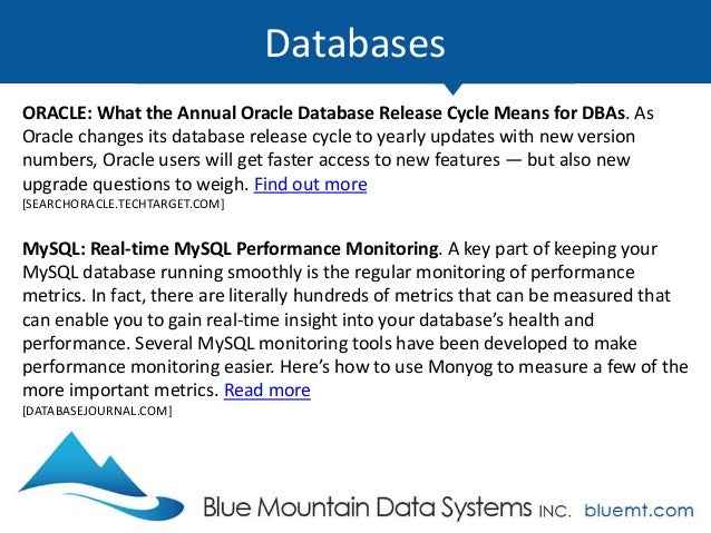 Tech Update Summary from Blue Mountain Data Systems August 2017