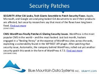 Tech Update Summary from Blue Mountain Data Systems March 2017
