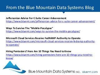 Tech Update Summary from Blue Mountain Data Systems May 2016