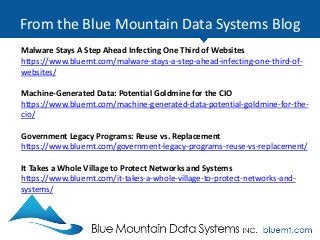 Tech Update Summary from Blue Mountain Data Systems October 2017