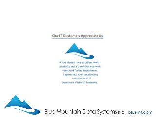 For CTOs, CIOs & CISOs
Visit Blue Mountain Data Systems
https://www.bluemt.com
 