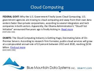 Cloud Computing
EMPLOYMENT: Cloud Computing Brings Big Centers But Few Jobs to Small Towns. A
giant Microsoft facility jus...