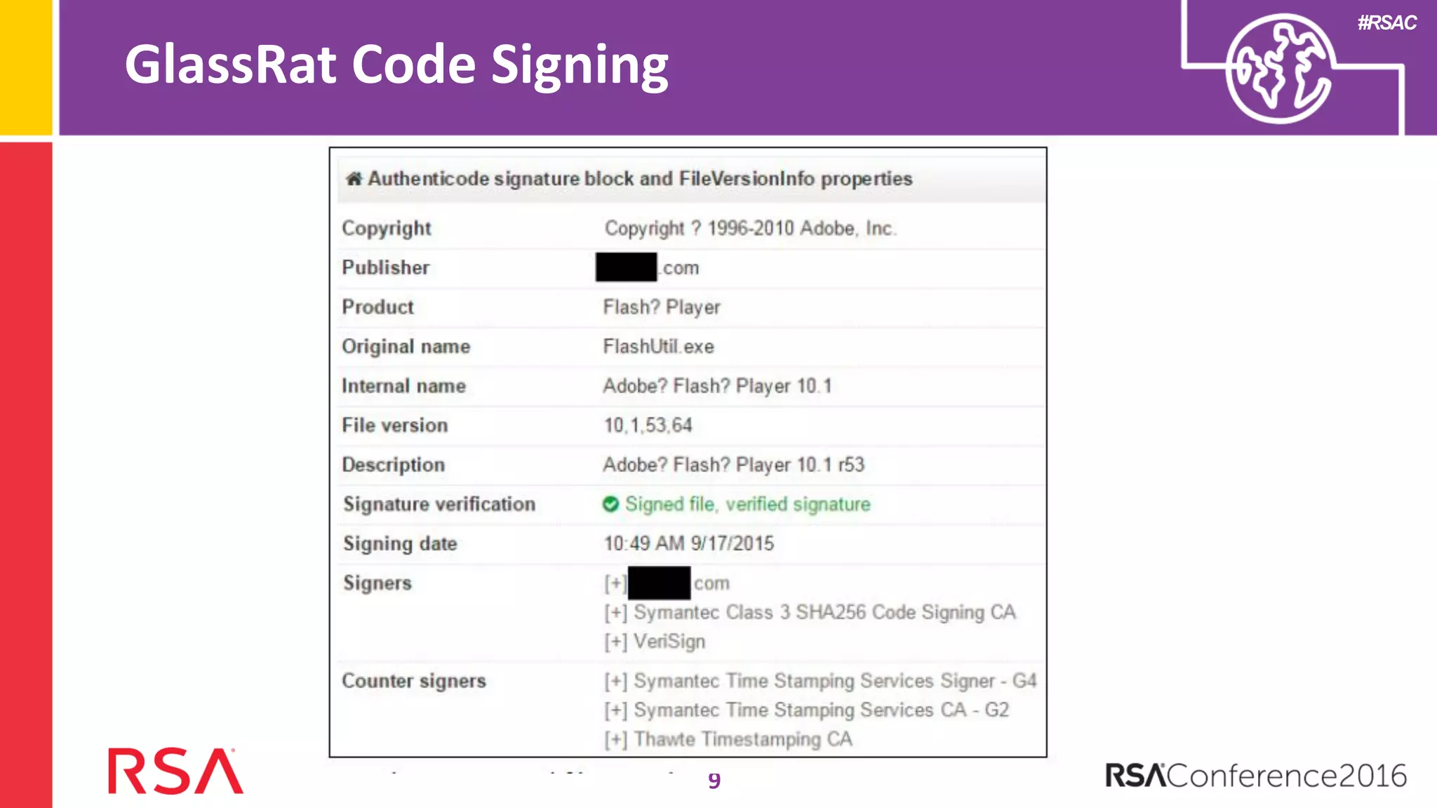 #RSAC
GlassRat Code Signing
9
 