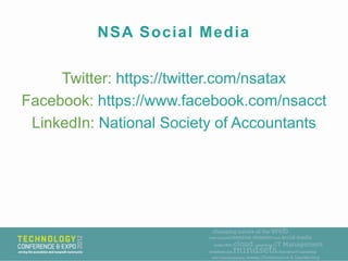 NSA Social Media

     Twitter: https://twitter.com/nsatax
Facebook: https://www.facebook.com/nsacct
 LinkedIn: National S...