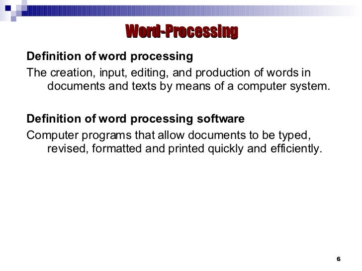 word processing software definition