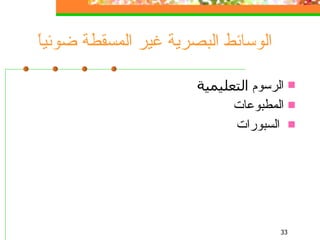 الوسائط البصرية غير المسقطة ضوئياً الرسوم  التعليمية المطبوعات السبورات 