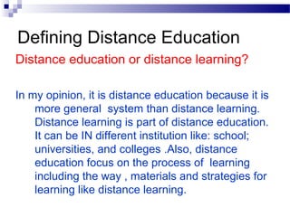 definition of distance education | PPT | Internet | Computing