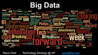 Big Data




Steve Watt
 1
             Technology Strategy @ HP   swatt@hp.com
 