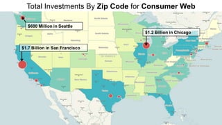 Total Investments By Zip Code for Consumer Web

        $600 Million in Seattle
                                       $1.2 Billion in Chicago


     $1.7 Billion in San Francisco




40
 