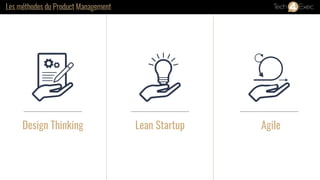 Les méthodes du Product Management
Design Thinking Lean Startup Agile
 