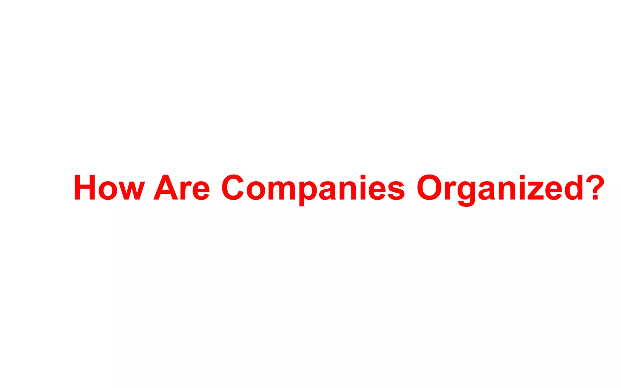 How Are Companies Organized?
 