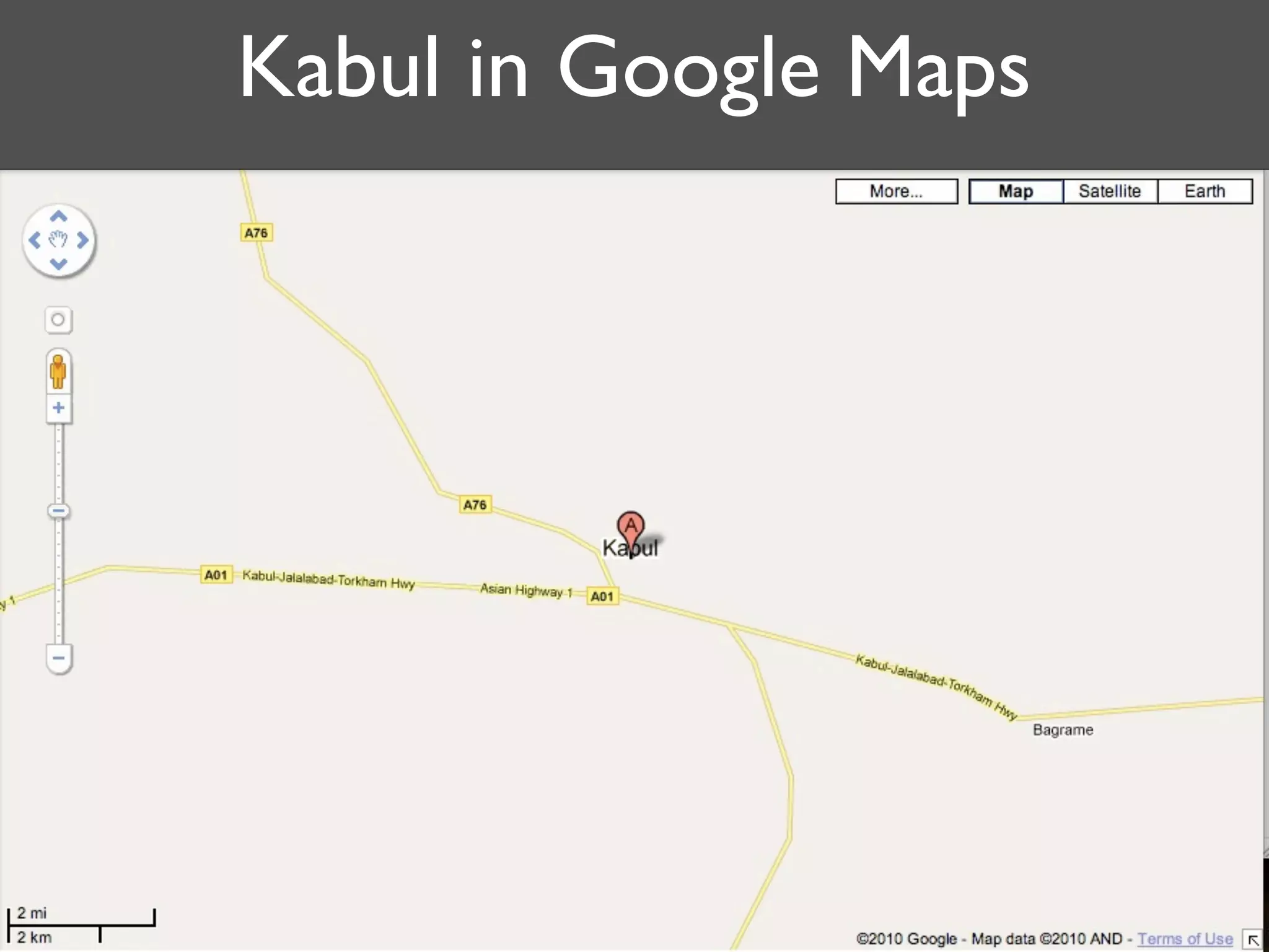 Kabul in Google Maps