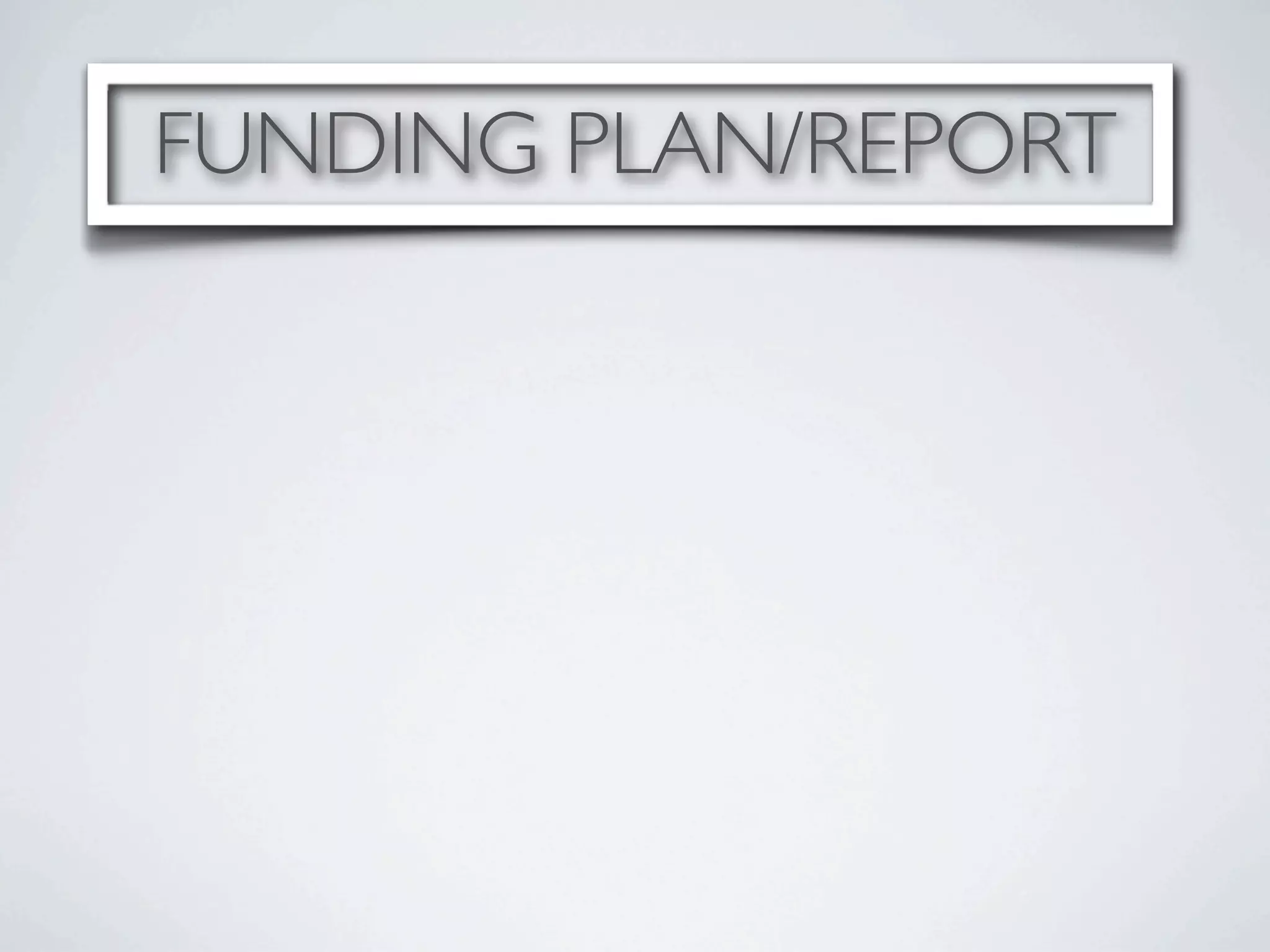 FUNDING PLAN/REPORT
 