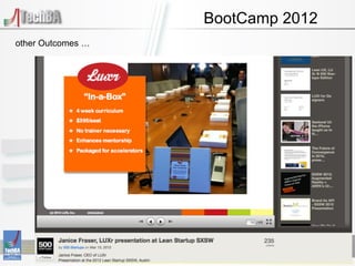 BootCamp 2012
other Outcomes …
 