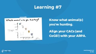 www.theangelvc.net
@chrija
Learning #7
Know what animal(s)
you’re hunting.
Align your CACs (and
CoGS!) with your ARPA.
 