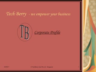 Tech Berry  - we empower your business Corporate Profile 02/09/11 © TechBerry Asia Pte Ltd - Singapore TB 