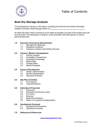 Table of Contents


Boat Dry Storage Analysis
This development manual is a first step in compiling the technical and marke...