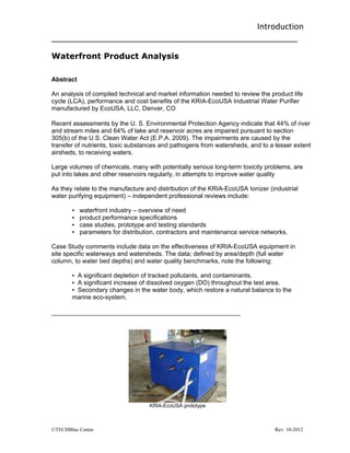 Introduction 
______________________________________________________ 

Waterfront Product Analysis

Abstract

An analysis ...