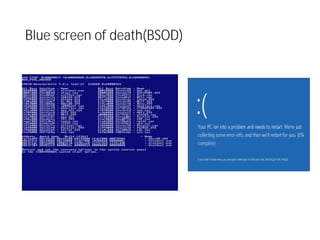Blue screen of death(BSOD)
 