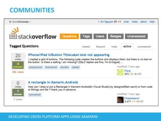 COMMUNITIES
DEVELOPING CROSS PLATFORM APPS USING XAMARIN
 