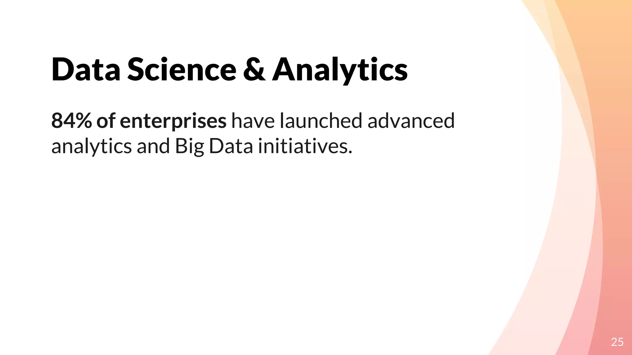 Data Science & Analytics
25
84% of enterprises have launched advanced
analytics and Big Data initiatives.
 