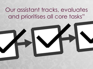 Our assistant tracks, evaluates
and prioritises all core tasks”
 