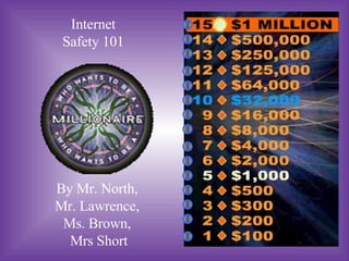 Internet Safety 101 By Mr. North,  Mr. Lawrence,  Ms. Brown,  Mrs Short 