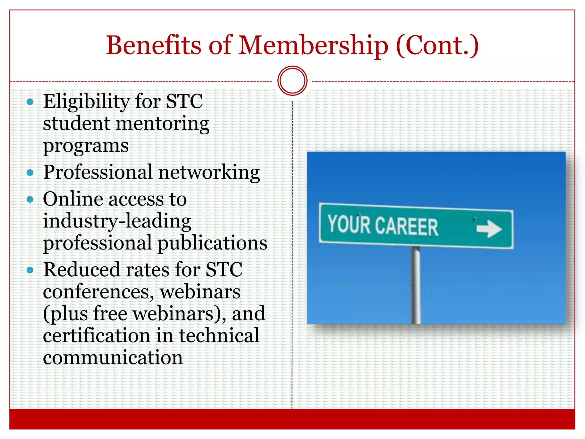 Membership Levels
Student
$75/year
New Technical
Communicator
$160/year
Classic
$225/year
 