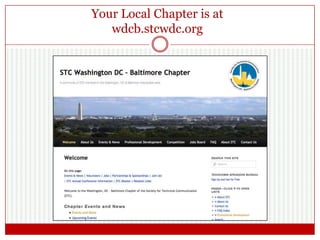 FAQs on Local Chapter Site
• "I have a degree in English—what can I do with it?"
http://wdcb.stcwdc.org/faq/faqs/what-is-a-technical-writer-communicator/#ENGLISHDEGREE
and the related links
• "What is Technical Communication?"
http://wdcb.stcwdc.org/prof-dev/competition/what-is-technical-communication/
• "What does a technical writer do?"
http://wdcb.stcwdc.org/faq/faqs/what-is-a-technical-writer-communicator/#WHAT
• How do I become a technical communicator?
http://wdcb.stcwdc.org/faq/faqs/what-is-a-technical-writer-communicator/#HOWTO
• How do I get into this field without any experience?
http://wdcb.stcwdc.org/faq/faqs/what-is-a-technical-writer-communicator/#EXPERIENCE
• How can I find a job in technical communication?
http://wdcb.stcwdc.org/faq/faqs/what-is-a-technical-writer-communicator/#JOBS
• Communication Careers Books
http://www.stcwdc.org/refbooks-2_answer.shtml
 