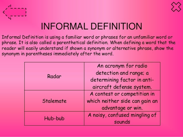 technical communication definition and classification define informal